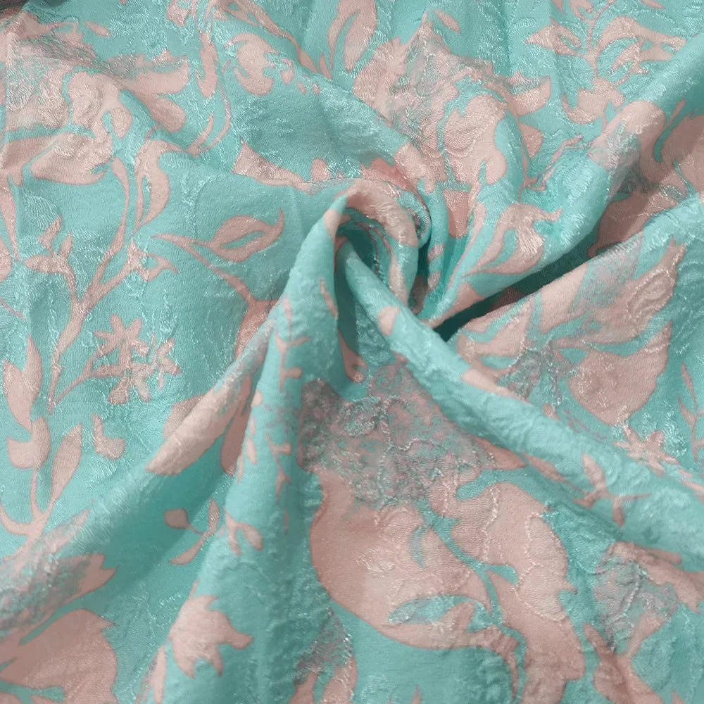Women's Jacquard Dress Round Neck A-Line 3/4 Sleeve Autumn Casual Vintage Floral Autumn Fashion Pleated Dresses with Belt 2024