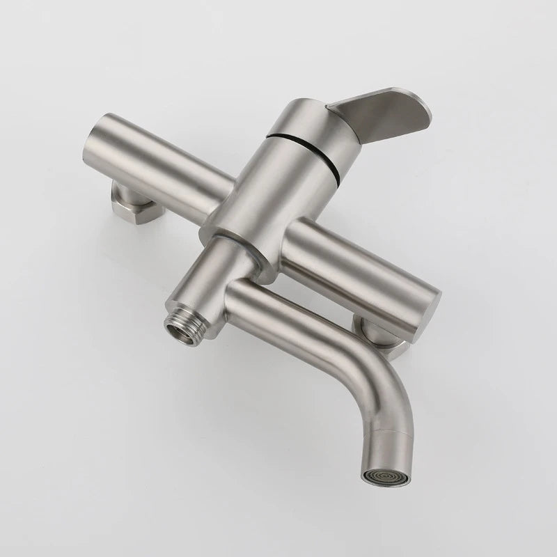 Bathroom Shower Faucet Stainless Steel Triple Bathtub Faucet Mixers Hot Cold Mixer Valve Nozzle Tap Wall Mounted Home Shower Set