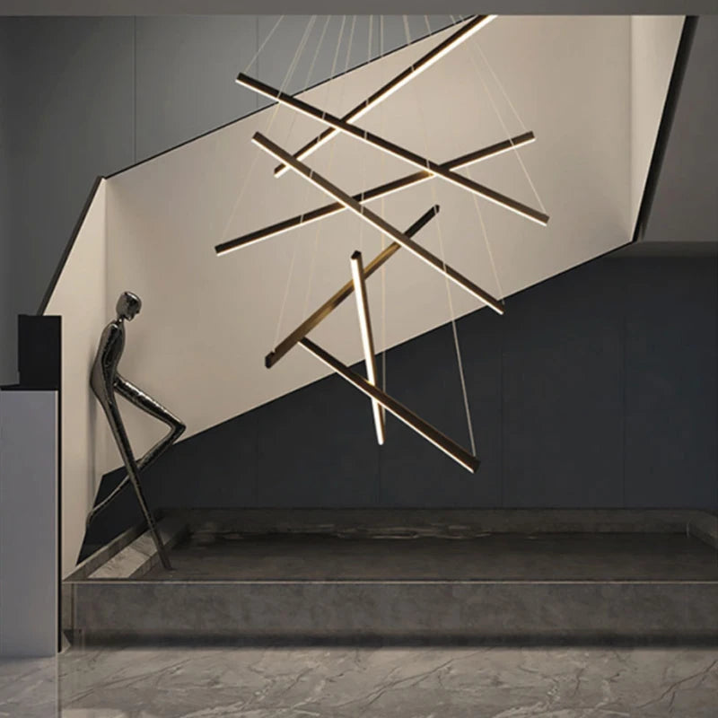 Modern LED Ceiling Chandelier Stair Living Room Pendant Lamp Kitchen Hall Hanging Light Indoor Home Decoration Lighting Fixture