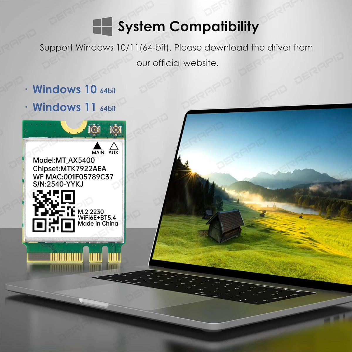 WiFi 6E MT7922 M2 Wireless Card 5374Mbps Bluetooth 5.4 Tri Band 2.4G 5G 6G 802.11ax MU-MIMO Network Adapter for Win10 11 AX210