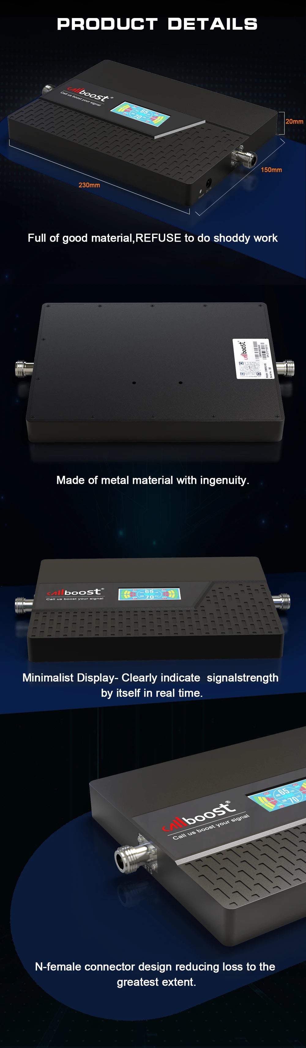 Callboost Four Band 4G LTE network booster 900 1800 2100 2600 Signal Amplifier Cell Phne Repeater 850 1700 1900 700 4G Internet
