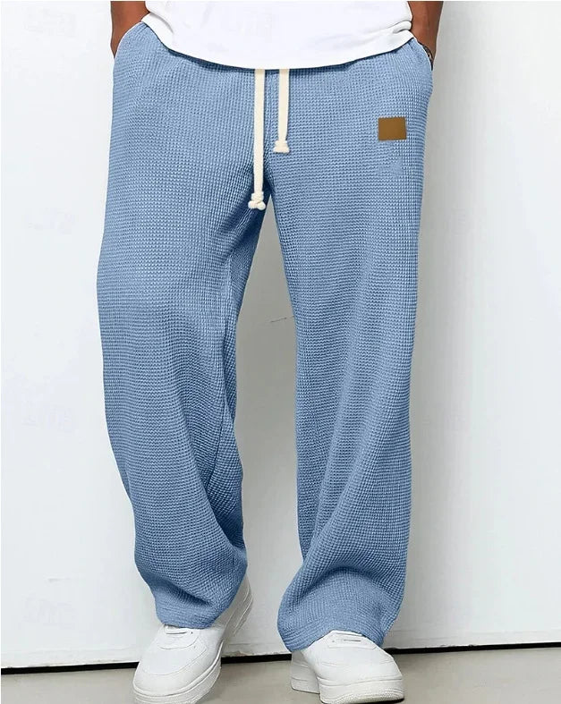 Waffle Straight Leg Pants Men's Summer New Style Wide Leg Pants Men's Youth Summer Casual Pants