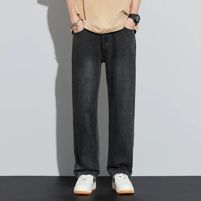 2024 New Jeans Men 100% Cotton Autumn Winter Loose Straight Wide Leg Trousers  Fashion Brand Cargo Casual Pants for Men