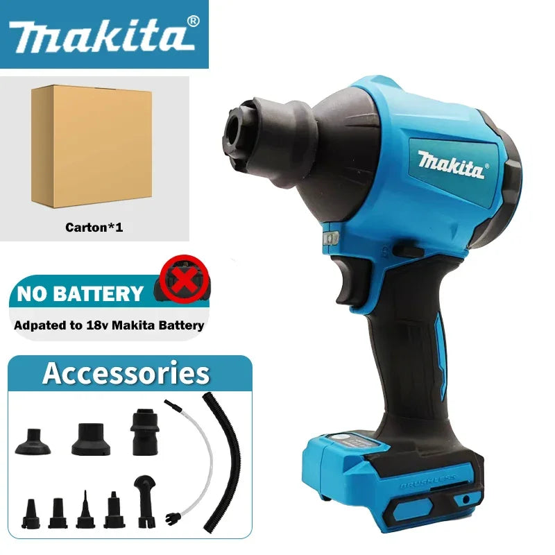 Makita Dust Blower DAS180 18V LXT Cordless Brushless 150m/s 2.8N with Nozzle Multifunction Dusting Machine Inflator Tool