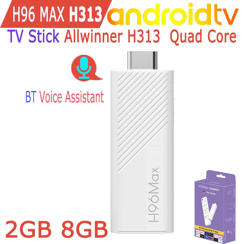 4PCS 2PCS 1PC H96 Max H313TS Android TV Stick Allwinner H313 Quad Core 4K Video Wifi6 BT Voice Assistant Smart TV Box