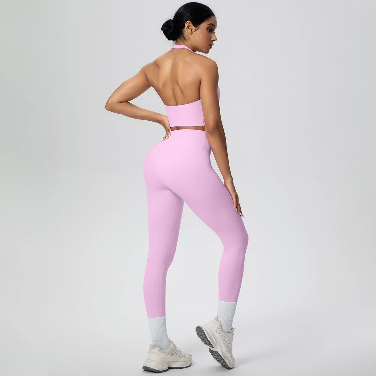2PCS/set Yoga Set for Woman's Sexy Backless Halter Bra Sports Top Quick Drying Legging Summer Gym Fitness Pants Yoga Set
