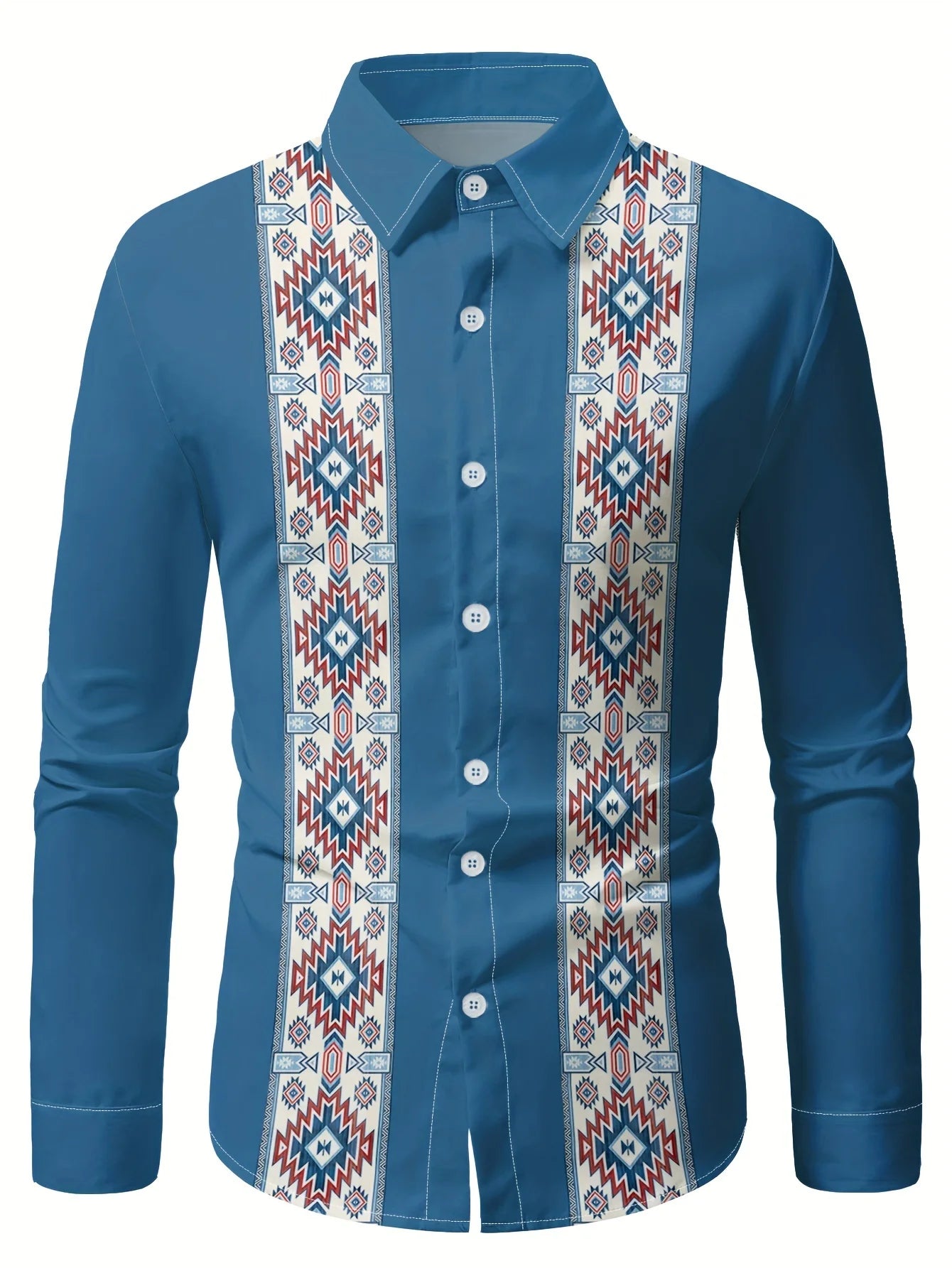 Men's Casual Fashion full sleeve Shirt Breathable Polyester Long Sleeve with Button-Up Collar 3D Print Retro ethnic patterns