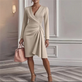 White Dress Women's Midi Party Satin  Sheath Mother of the  Dress Elegant Modern Party Special Occasion Evening Party Regular
