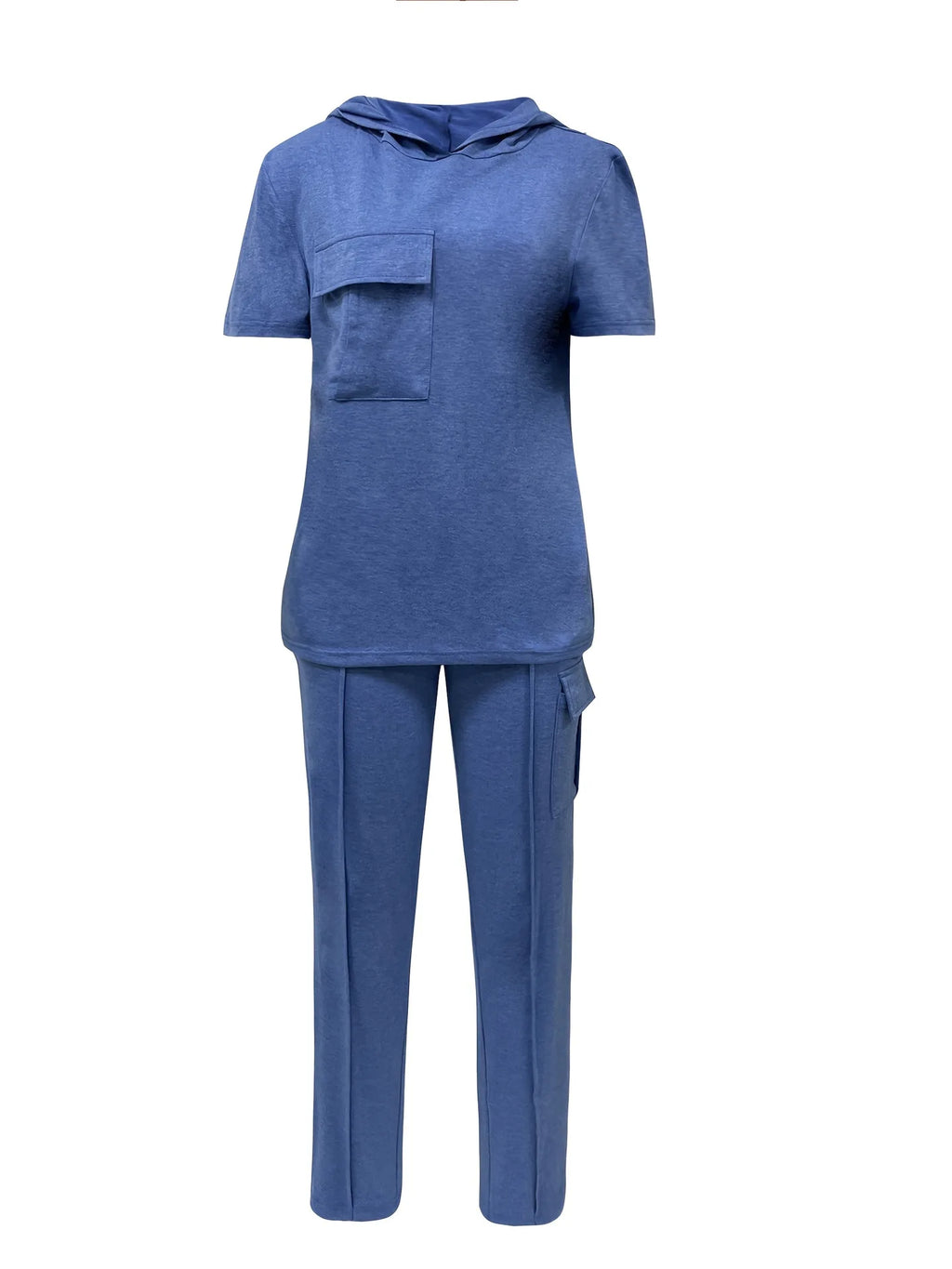 2026 Autumn and Winter Women's Casual Solid Color Hooded T-shirt with Straight Leg Pants Two-piece Set