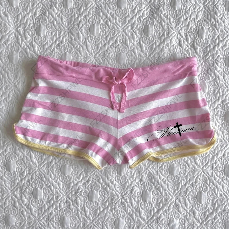 Harajuku Women's Shorts Gothic Geometric Print Striped Aesthetic Y2K Emo Girls high street Chic Casual Fashion American Shorts