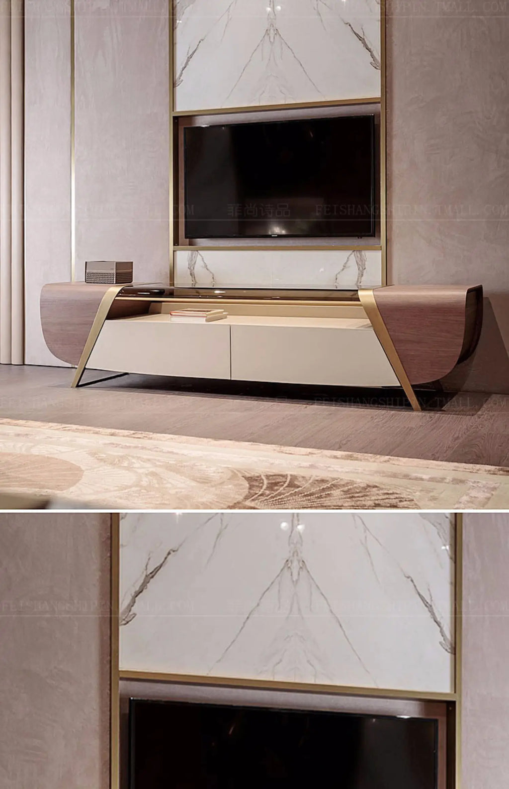 Light luxury Hong Kong-style postmodern floor cabinet Italian minimalist living room audio and video cabinet
