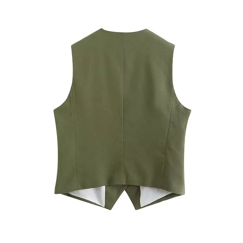 Retro Linen Office Lady Women Suits V Neck Vest Blazer Commuter Wide Leg Shorts Fashion 2024 Summer Vintage 2 Piece work clothes