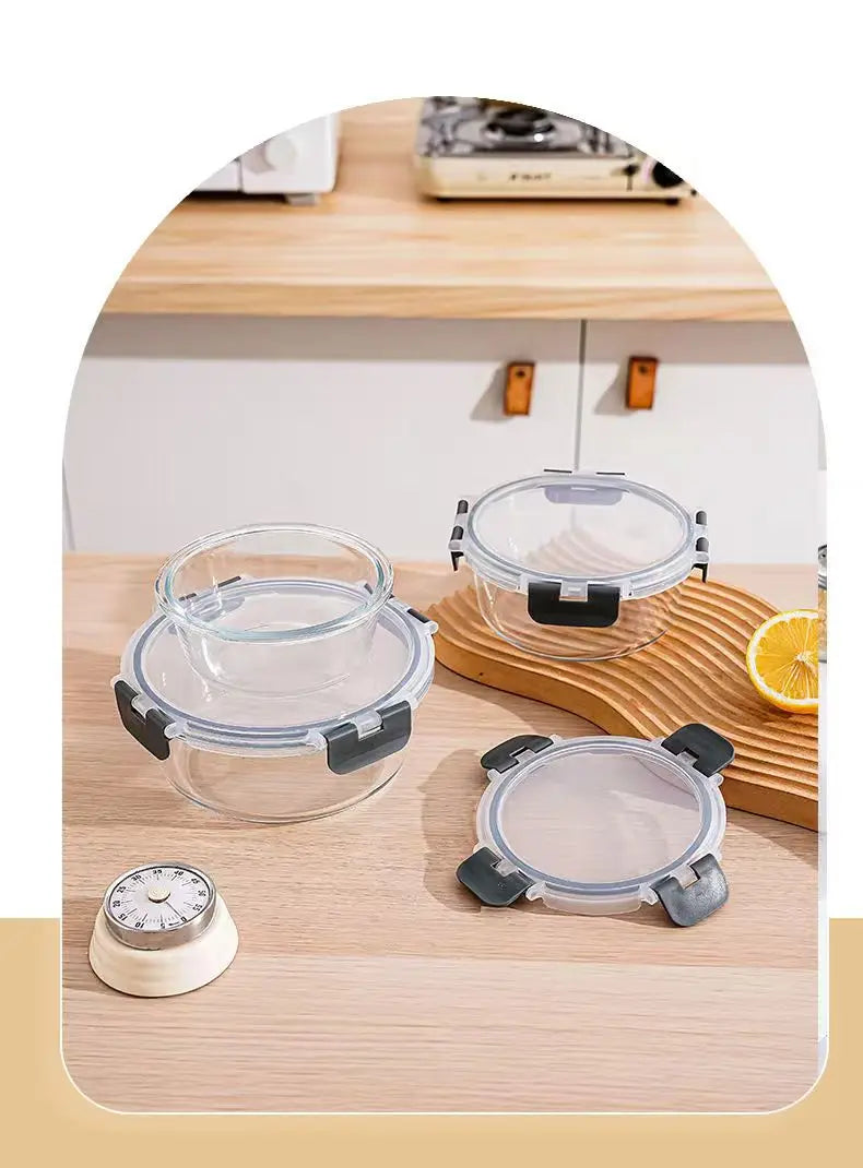Rectangular Glass Lunch Box Microwave Safe Fresh Preservation Box for Office Workers with Lid Food Storage Containers Bento Box