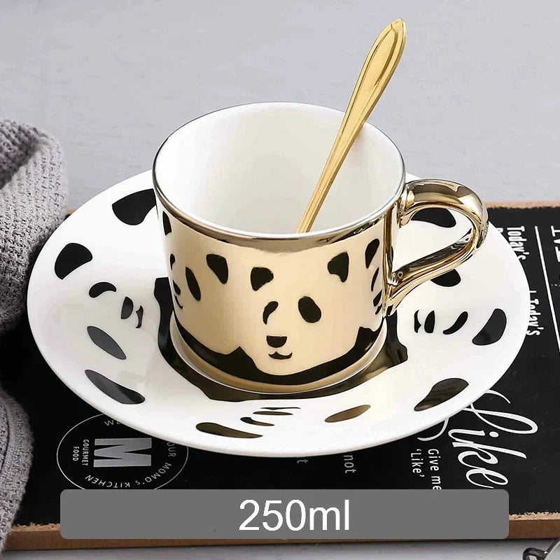 New Dynamic Mirror Reflection Cup Mug 250~300ml Home Drinkware Creative Ceramic Anamorphic Cup Coffee Tea Set Interesting Gift