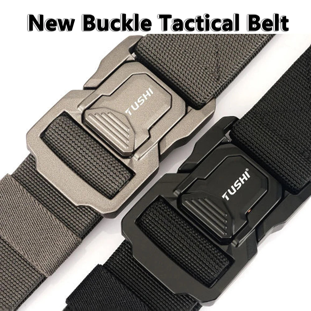 TUSHI New Tactical Outdoor Belt for Men and Women Aluminum Alloy Buckle Quick Release Elastic Belt Casual Belt Jeans Waistband