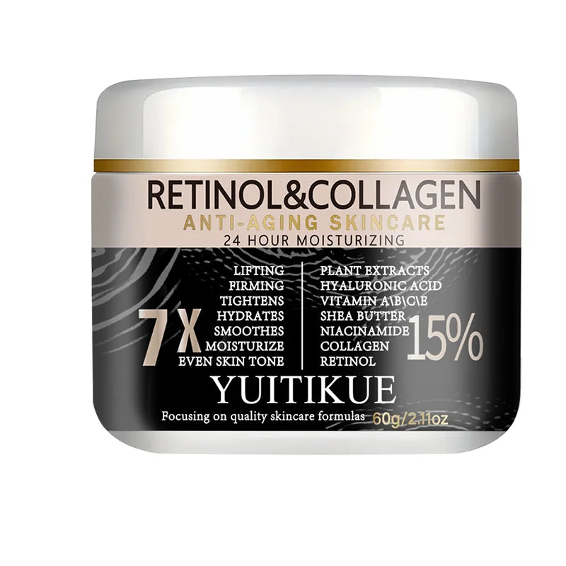 YUITIKUE Retinol & Collagen Face Cream - 7X Hydrating Formula, Light Texture, Easy To Absorb, 60g
