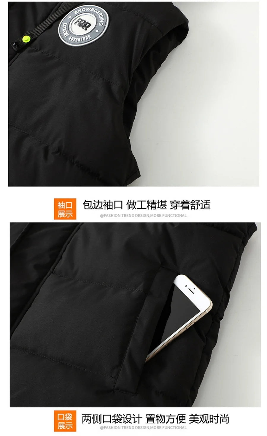 Black Men Cotton Padded Vest Fashion Detachable Hooded Sleeveless Jackets Winter Warm Men's Clothes Male Thick Coat Big Size 5XL