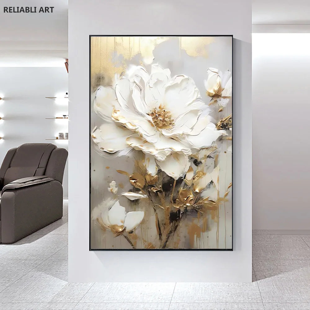 Modern Light Luxury Living Room Decor, Abstract Flower Art Posters,Home Decoration, Prints Canvas Wall Picture,Unframed