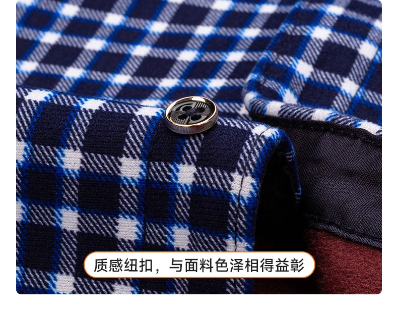 2025 Men's Autumn Winter Warm Long Sleeve Casual Plaid Shirts Thickern Fleece Check Shirts for Men Plus Size Male Office Clothes