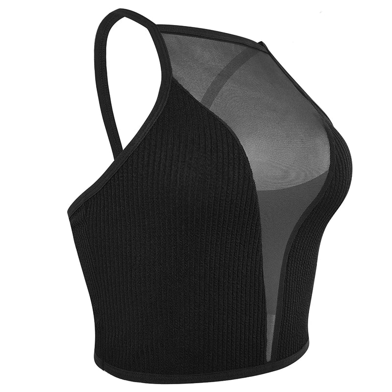 Sexy Mesh Camisole Crop Top Corset Seamless Backless Underwear Hot Fashion Women Casual Tank Top Bralette Adjustable Lingerie