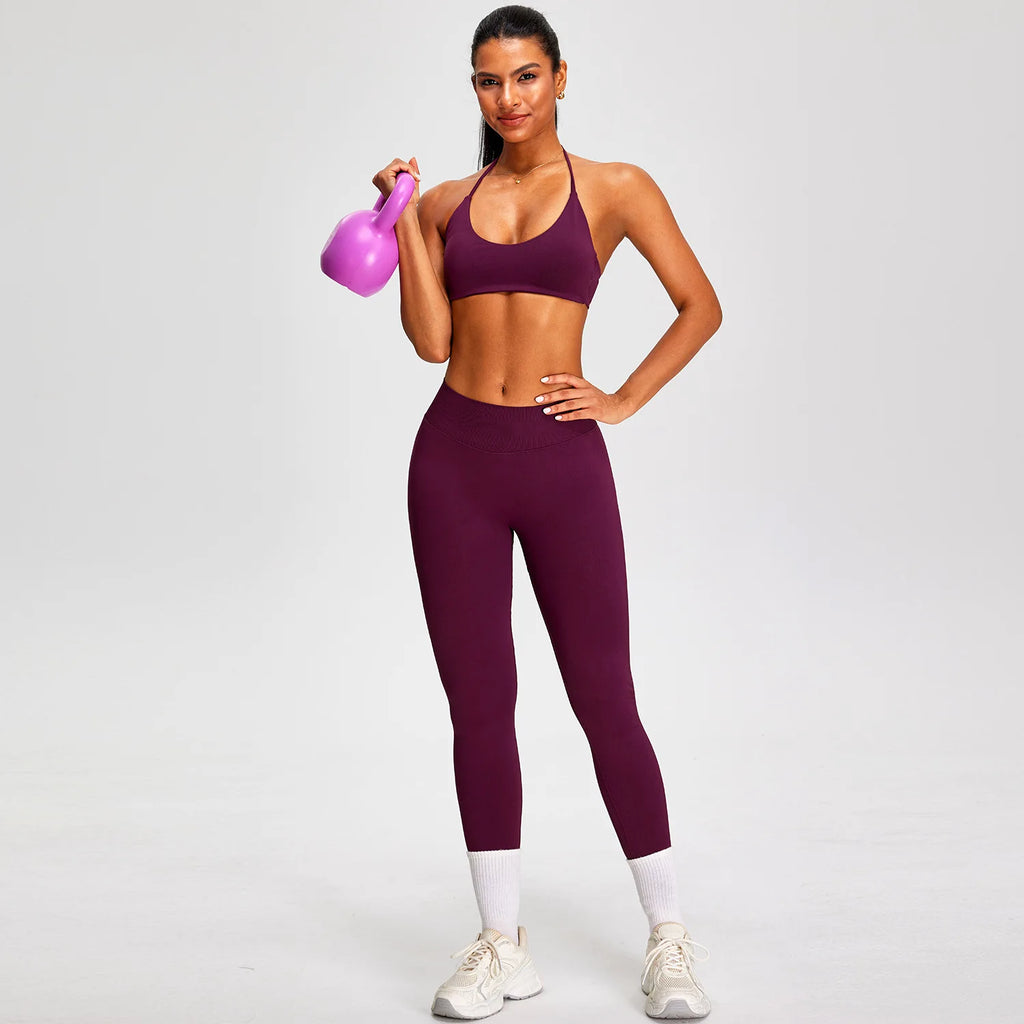 PMW Women Seamless Yoga Set Outdoor Cycling Running Sports Set High Elasticity Lifting Buttocks Quick-Drying Yoga Clothes