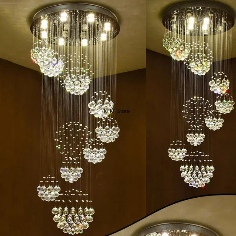New Modern Crystal Led Chandelier Item Large Villa Salon Ceiling Lights Hotel Kitchen Staircase Living Room Decor Pendant Lamp