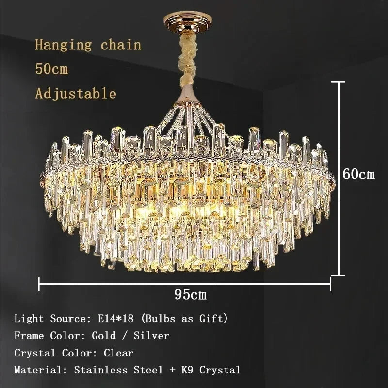 Modern Luxury Led Lights Clear Crystal Chandeliers for Living Room Villa Bedroom Dining Room Art Home Decoration Pendant Lamps
