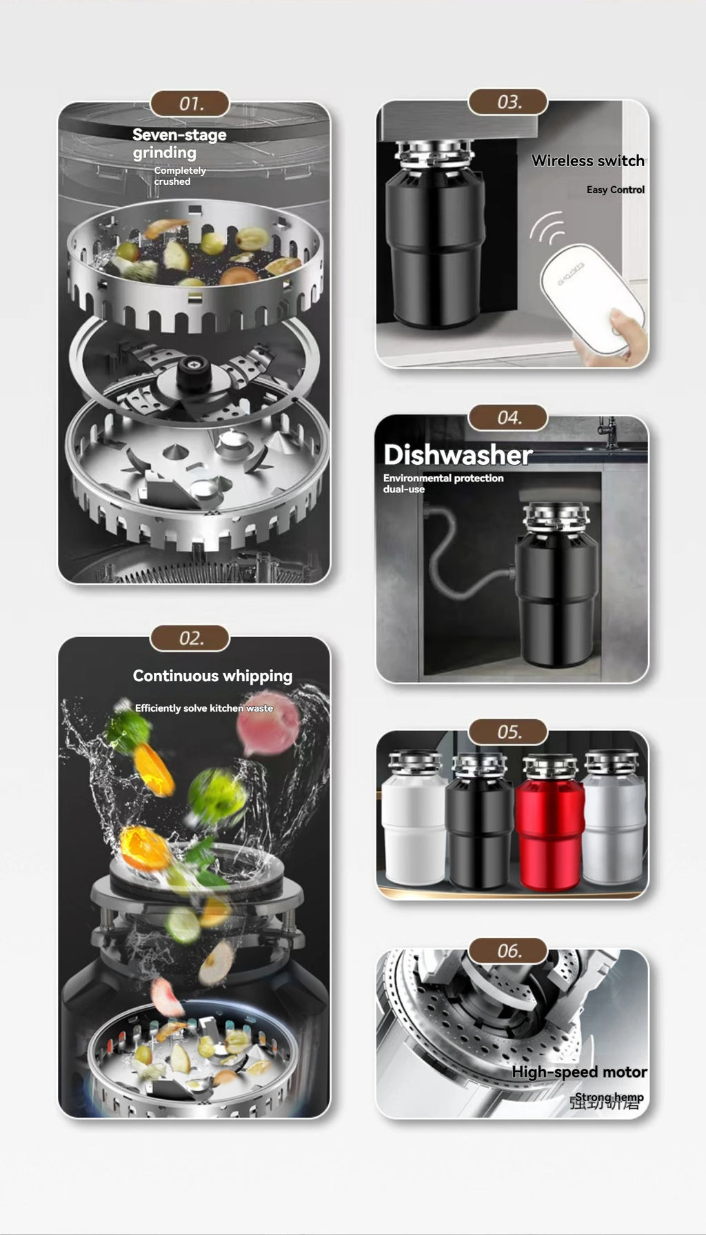 Kitchen Waste Disposer, Household Food Grinder, High-power Kitchen Waste Disposer