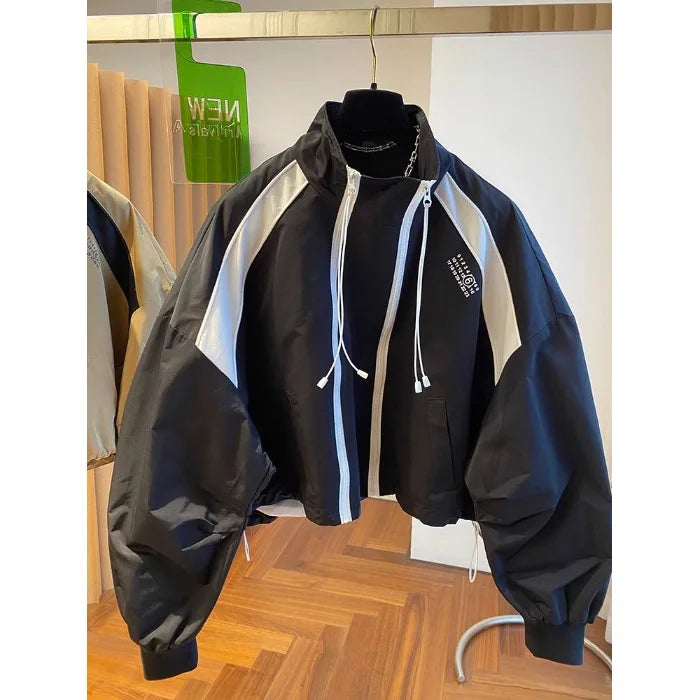 Design Niche Loose Casual Stand Collar Windbreaker Jacket Spring and Autumn Short Jacket Jacket Top Jacket Jacke