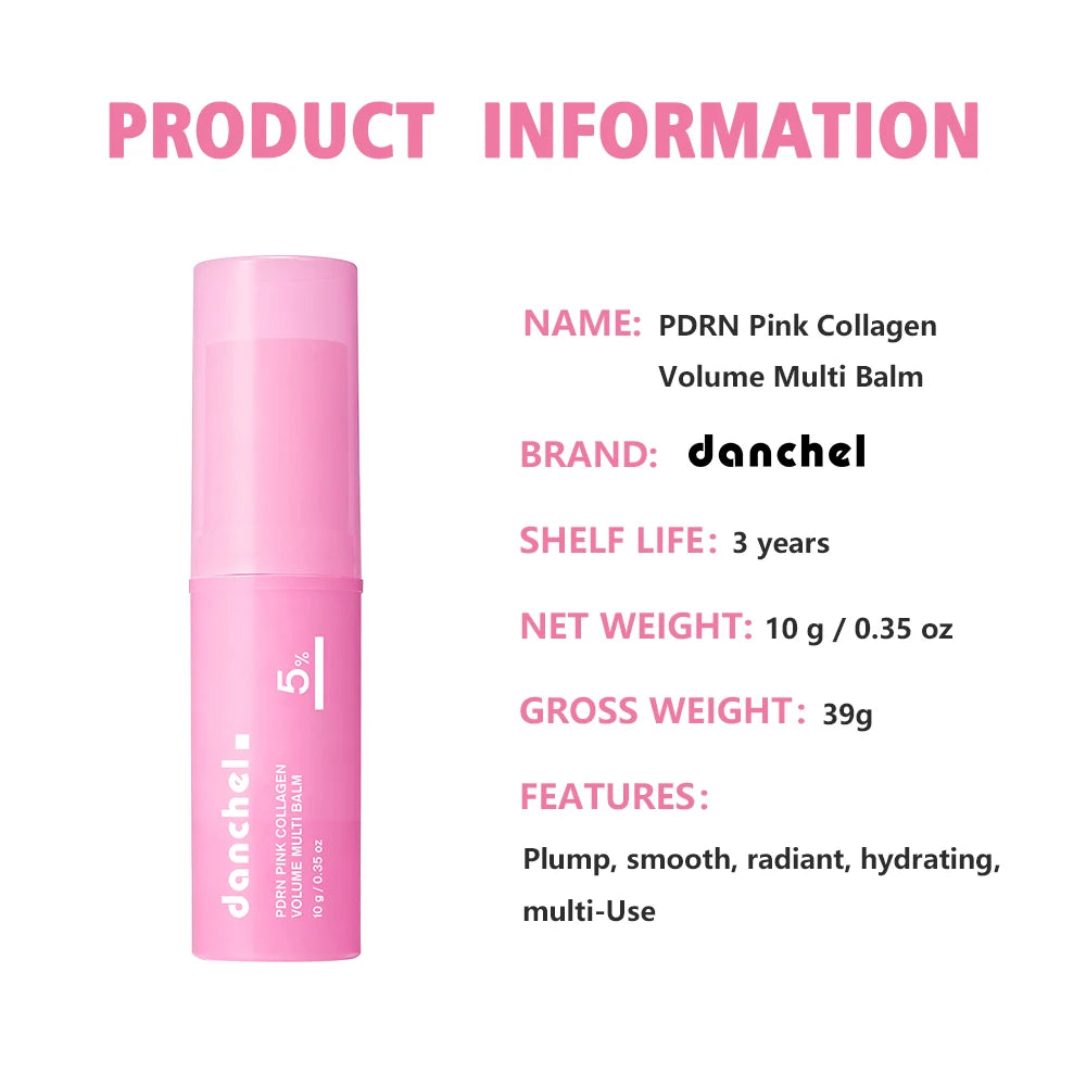 PDRN Pink Collagen Volume Multi Balm Stick Anti Aging Firming Cream Reduce Fine Lines Under Eye Neck Forehead Smile Lines Care