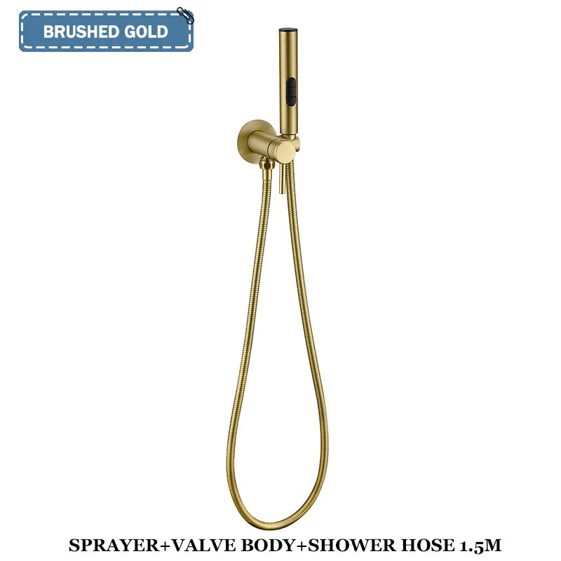 Brass Bidet Faucet 304Stainless Steel Portable Toilet Bidet Sprayer Set Toilet Faucet Hygienic Shower Hot Cold Water Shoer Head