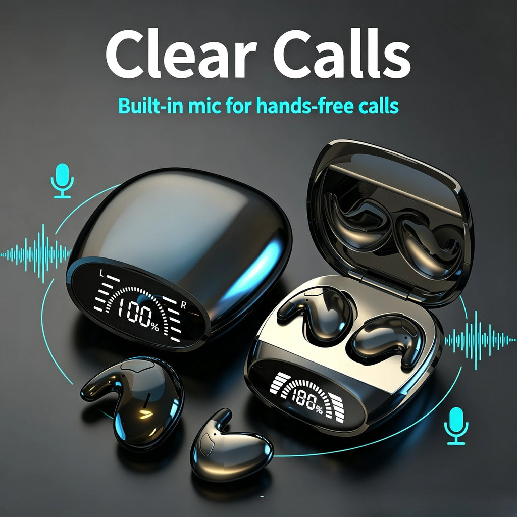 Ultra Thin Cloud-Fit Invisible Earphones Ergonomic Lightweight Earbuds Comfortable for Side Sleeping Smooth Wearing with HD Mic