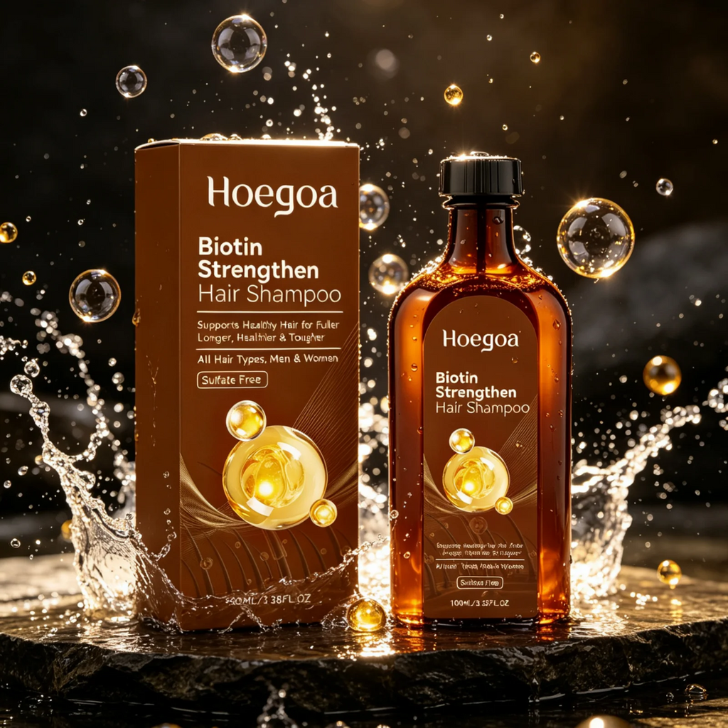 Hoegoa Thickening Hair Shampoo Gentle Cleansing Deep Moisturizing Scalp Refreshing Lightweight Hair Strengthening Shampoo 100ml