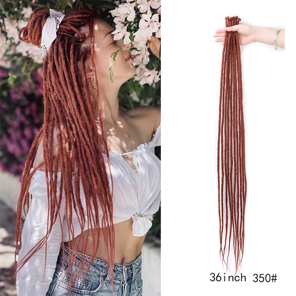 Dreadlock Extensions Handmade Crochet Hair Synthetic 24 36 Inches Dread Extension Crochet Braids For Women Dreadlocks Hair