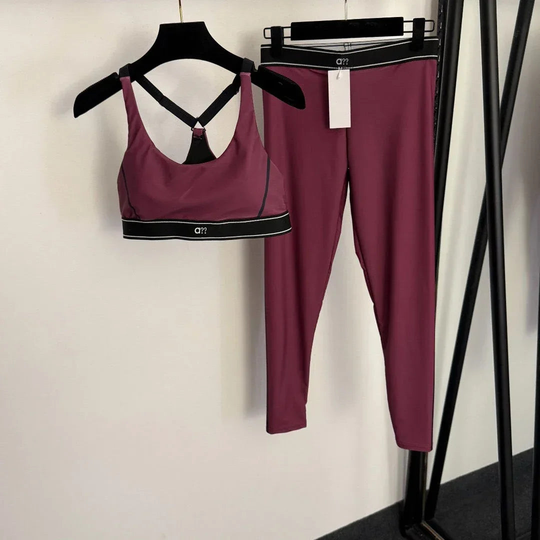 2026 Summer New Style Yoga Sports Outfit - Bandeau Top Stretchy Ankle-length Leggings