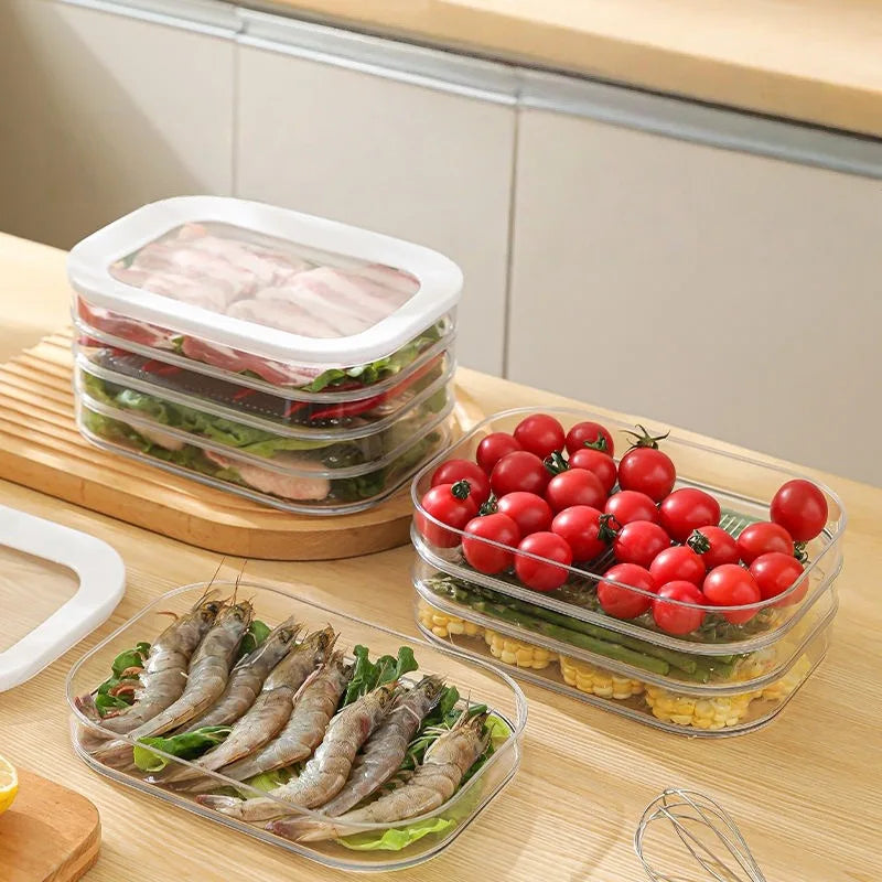 Meal Prep Containers Stackable Food Storage Boxes with Lid Meat Container for Fridge Bacon Lunch Meat Container for Refrigerator