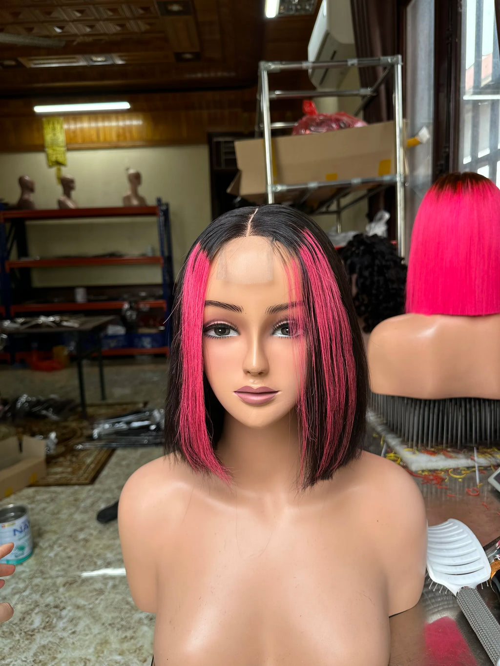 Hot Wholesale Vietnamese Non-Remy Human Hair Body Wave Mix Color Bob Wigs Full HD Transparent Front Training Heads Women Black