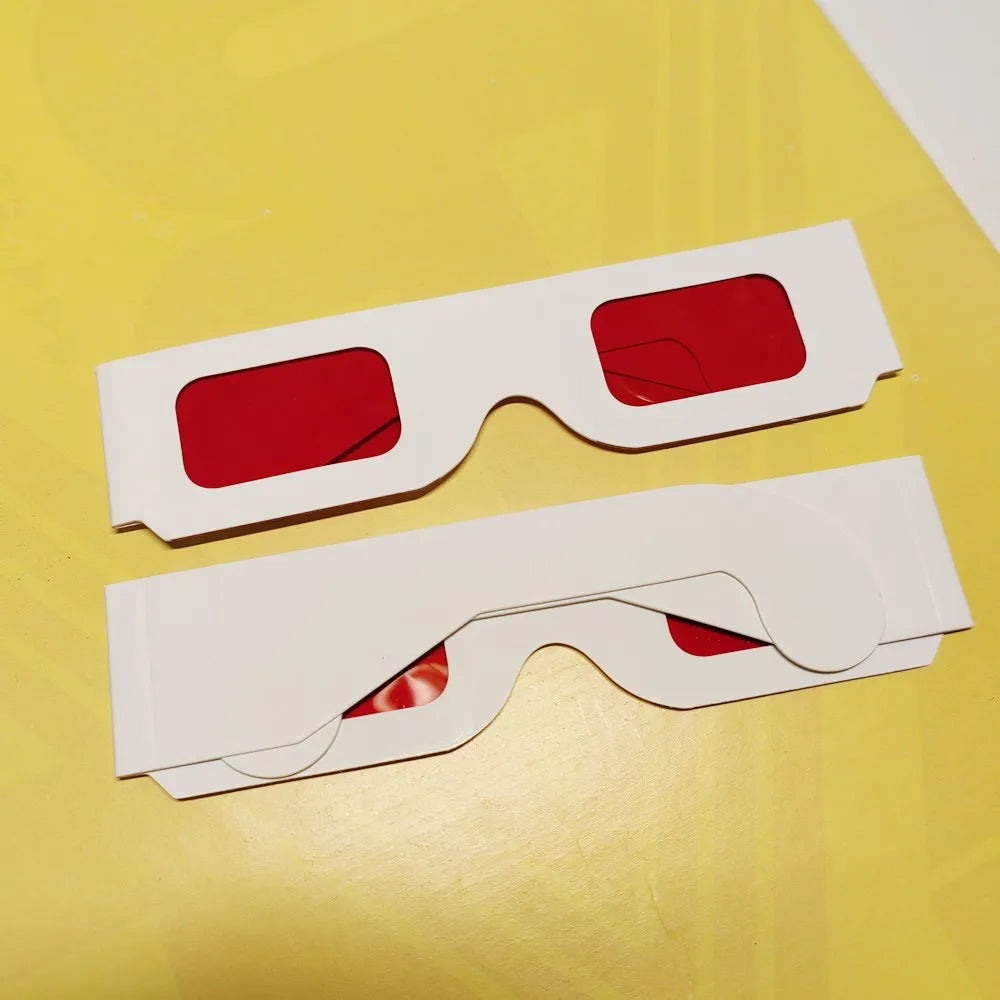 100pcs/lot Re-useable White Paper 3D Glasses Paper Frame Red/Red Lens 3d Decoder Glasses For Promotion