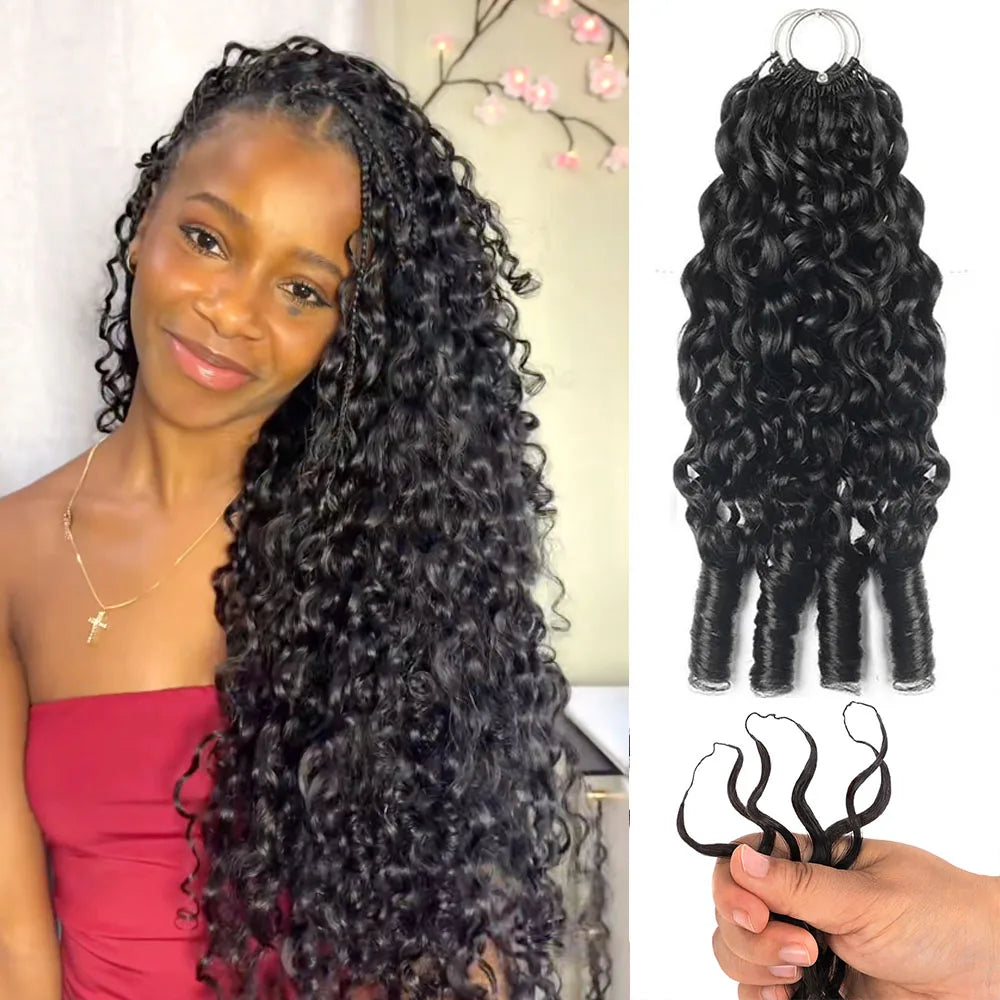 Burmese Curly Pre-Separated Miracle Knots Crochet Human Hair Extensions Boho Braids Feathered Human Crochet Hair For Braiding
