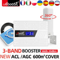 CALLBOOST Tri-Band Cellular amplifier Enhanced 2G 3G Cellphone Network 2100 1800 900MHZ GSM Signal Amplifier With 4g LTE Antenna