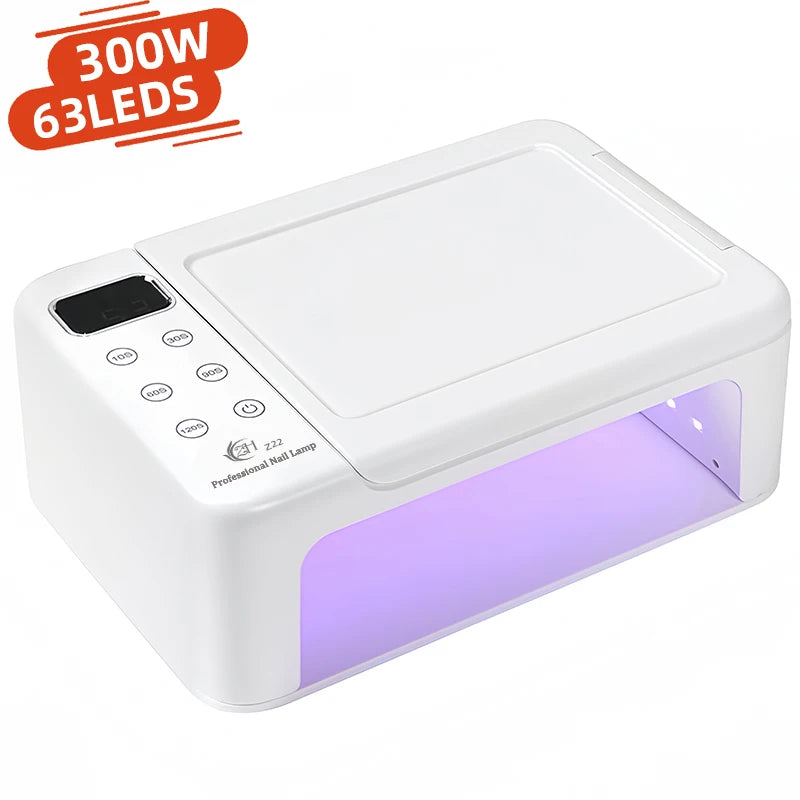 300W High-power Nail Dryer Lamp For Machine With Hand Pillow Wear 63LEDS UV LED Lamp for Press On Nail Dryer for Curing All Gel
