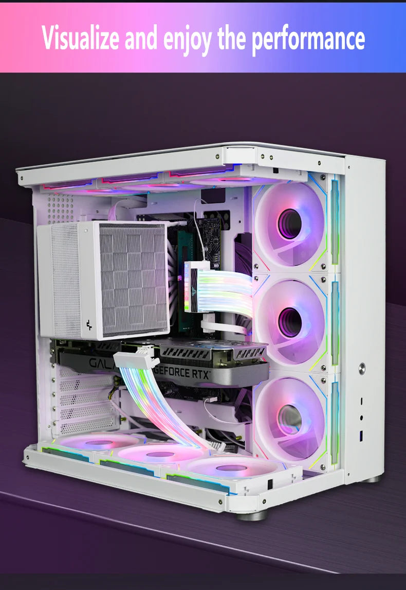 PC Case Fan 120mm ARGB Mirror Cycling Lighting Effect CPU Cooling Fan 4-Pin PWM 58.36CFM Fan for Computer Water Cooling