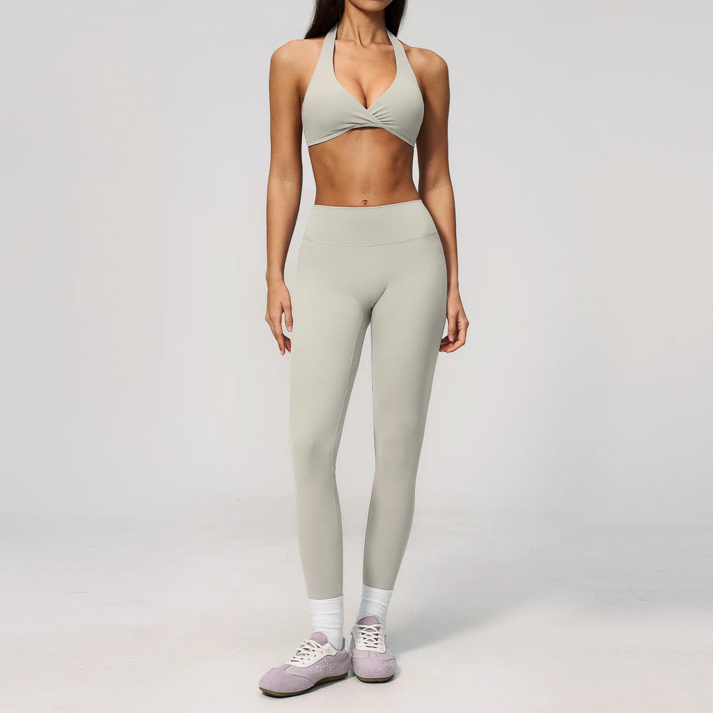 Women Tracksuits 2PCS Yoga Suit Gym Outfits Workout Clothing Deep V Workout Bra High Waist Butt Lift Pants Outdoors Sports Set