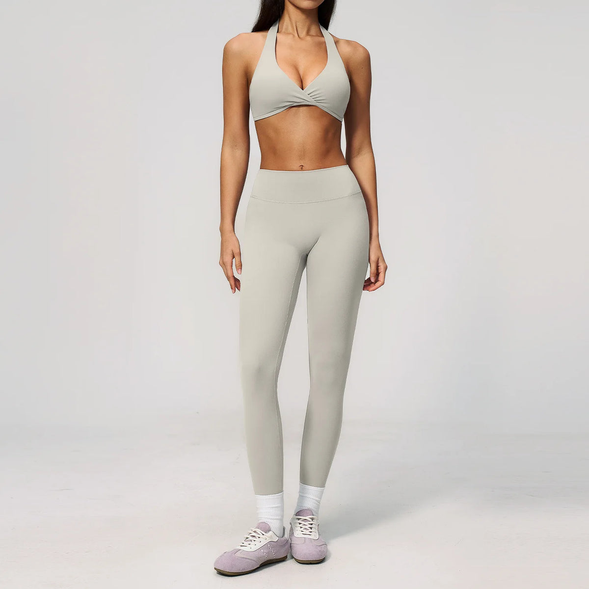 Women Tracksuits 2PCS Yoga Suit Gym Outfits Workout Clothing Deep V Workout Bra High Waist Butt Lift Pants Outdoors Sports Set