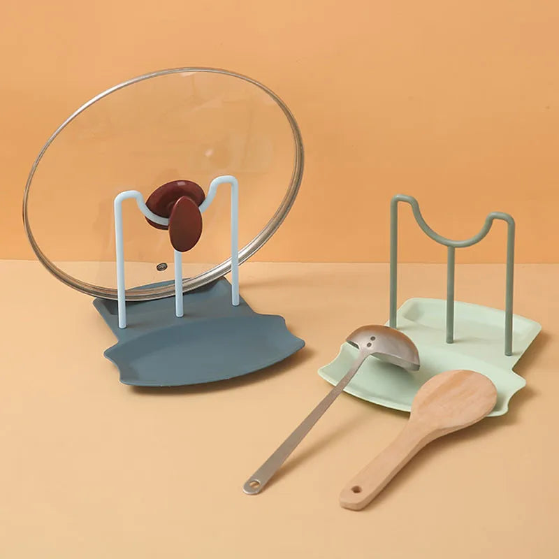 Kitchen Organizer Pot Lid Storage Rack Shelf Pan Drying Stand Countertop Punch-free Spoons Pad Storage Bracket Home Accessories