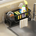 Stainless Steel Kitchen Sink Organizer | Sponge & Soap Storage | Faucet Holder & Towel Rack | Drain Rack with Shelf | Kitchen Ac