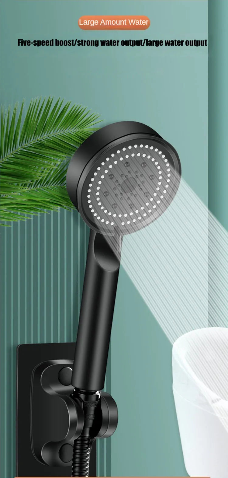 5 Modes Shower Head Set with Water Pipe Bracket Adjustable High Pressure Water Saving Shower Head Water Massage Shower Head