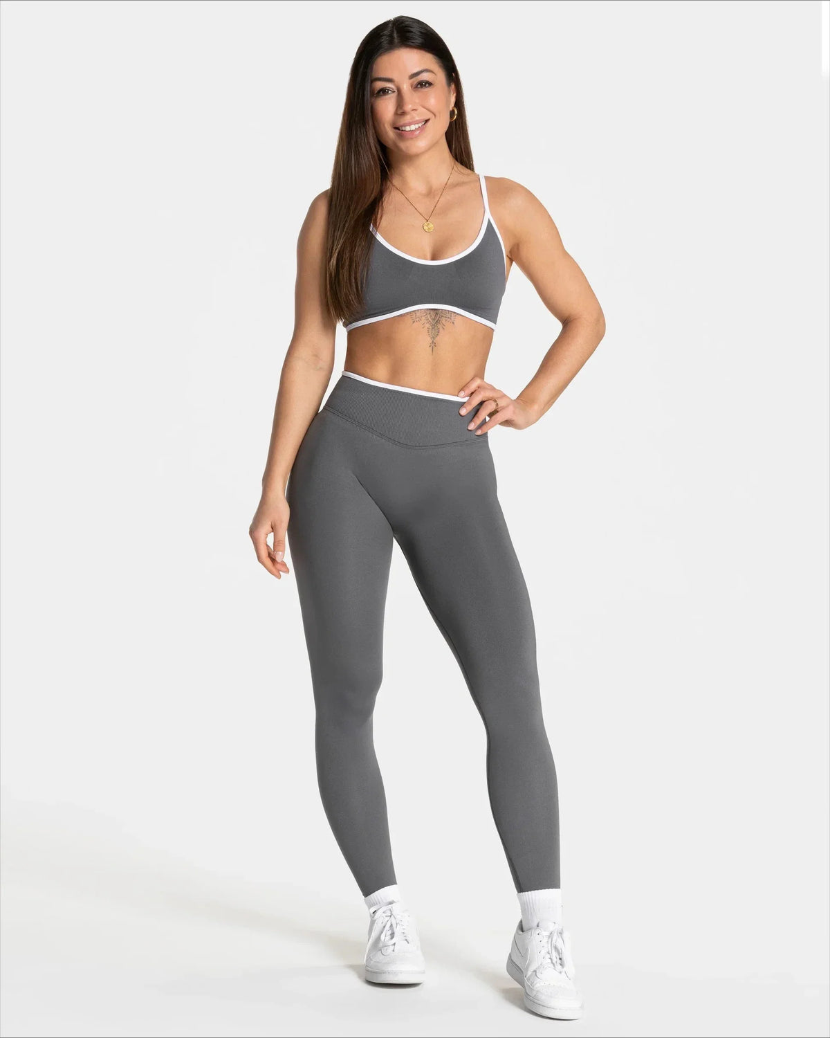 Women's Seamless Gym Solid Color Sports Pants White Edge Waist Tight High Waist Hip Lifting Yoga Pants Running Exercise Pants