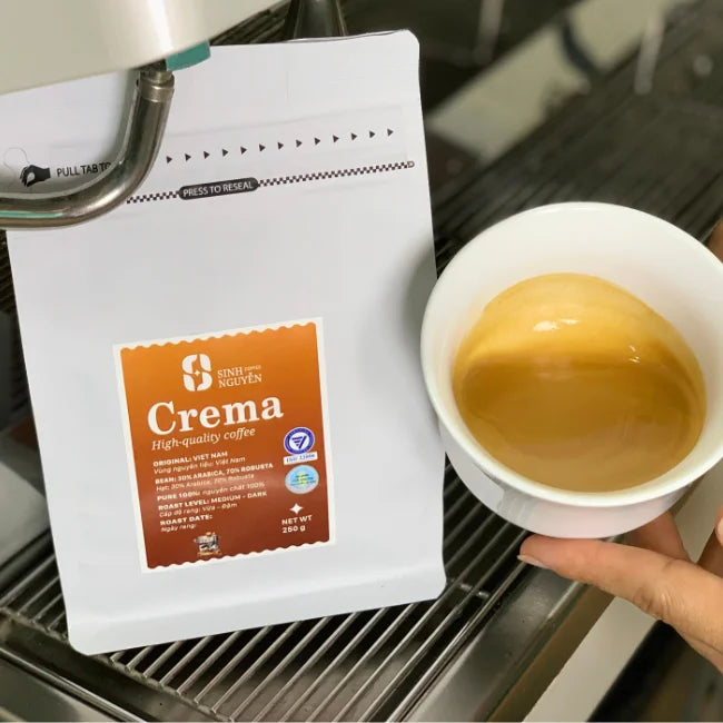 Vietnam Robusta Arabica Espresso Blend Whole Bean Coffee Dark Medium Roast Premium Quality 2-layer Packaging One-way Valve Bag