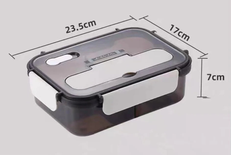 1500ML Lunch Box Food Storage Box 3 Grids Student Office Worker Microwave Bento Box Outdoor Picnic Container With Fork Spoon